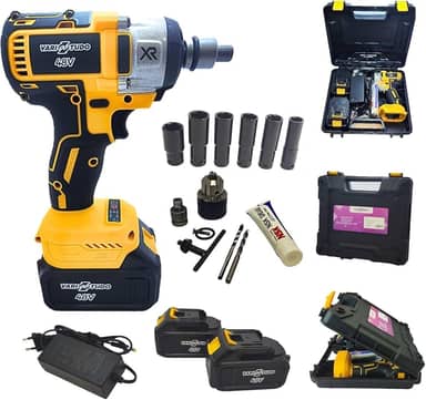 Chave de Impacto Furadeira 48V Brushless Parafusadeira de Alta Potência 2 Baterias 4.0Ah + Carregador Kit com Soquetes Bits Maleta Ferramenta Elétrica Profissional Bivolt