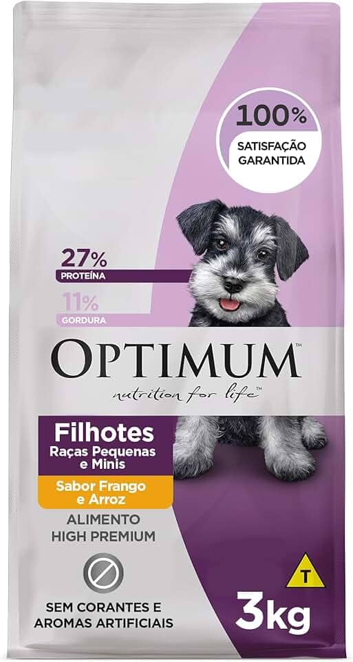 Ração Optimum para Cães Filhotes Raças Pequenas e Minis Sabor Frango e Arroz 3kg