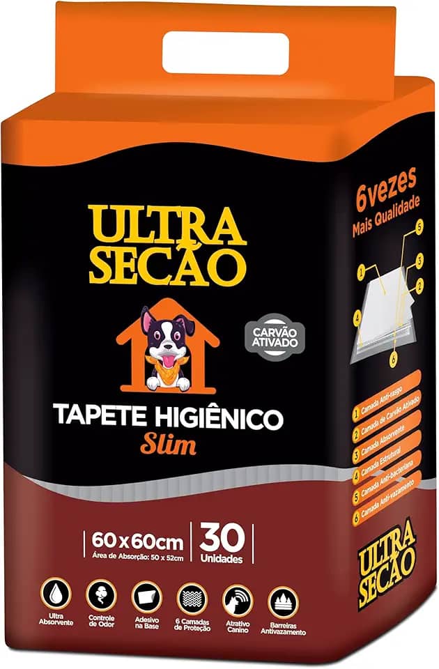 Tapete Higiênico Great Pets Ultra Secão Carvão Ativado 60x60cm 30 Unidades