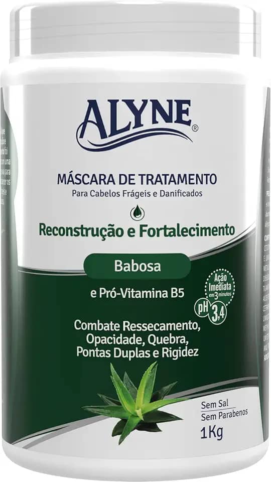 Alyne, Máscara de Tratamento, Para Cabelos, Reconstrução e Fortalecimento, 1 kg, Verde