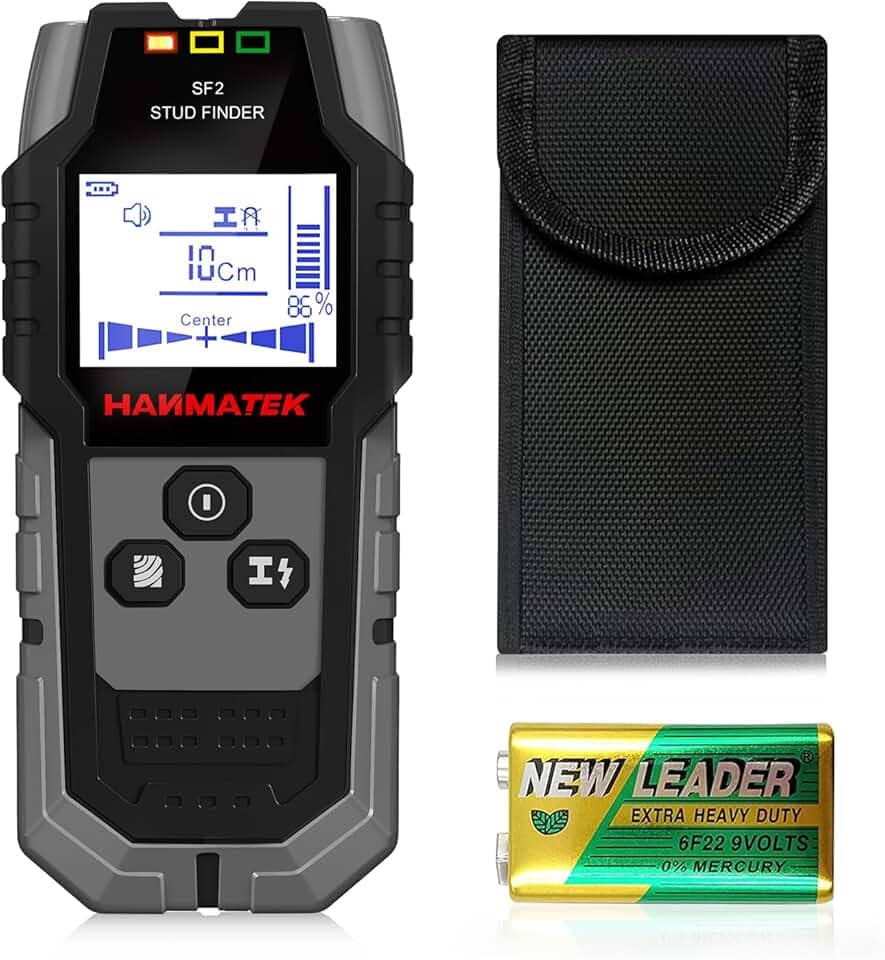 HANMATEK Detector de scanner de parede com sensor inteligente profissional, alarme de áudio e tela LCD HD, ferramenta localizadora de pino de modo exato de madeira 5 em 1 para a borda central de metal