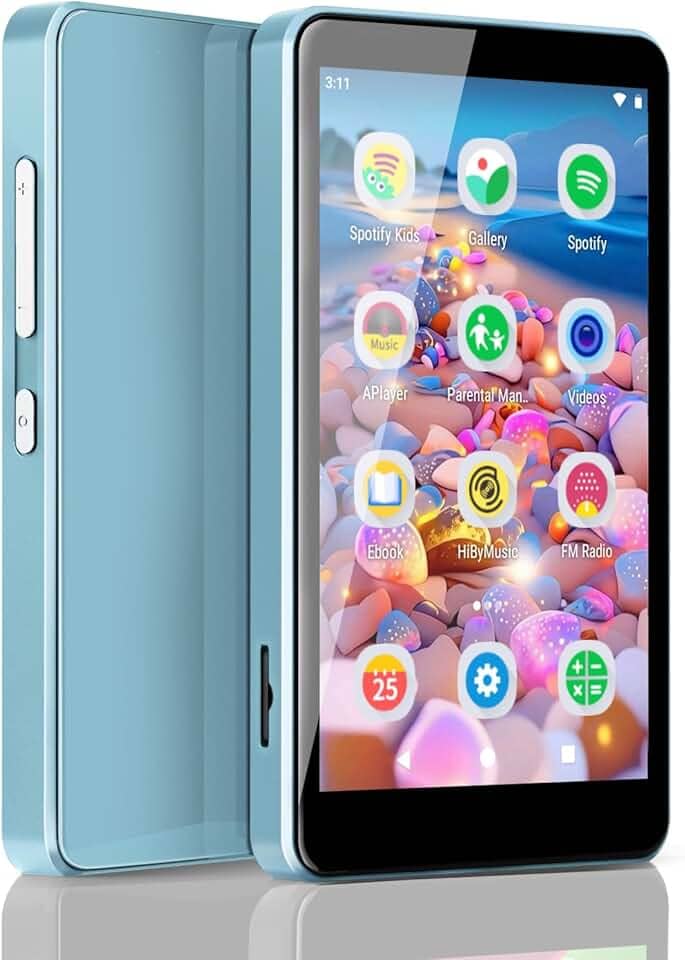 MP3 Player for Kids with Parental Controls, Spotify Kids, Spotify, Audible, Amazon Music, Libby, 4.0” IPS MP4 Music Player Up to 512GB (Blue)