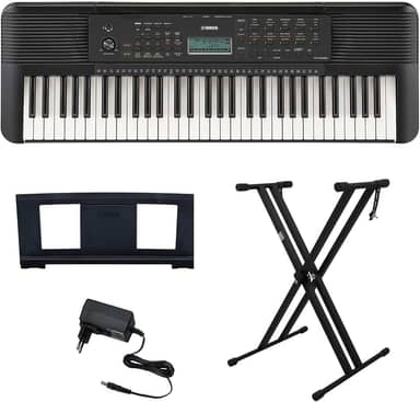 Kit Teclado Arranjador 61 Teclas PSR E283 com Fonte Bivolt e Suporte em X