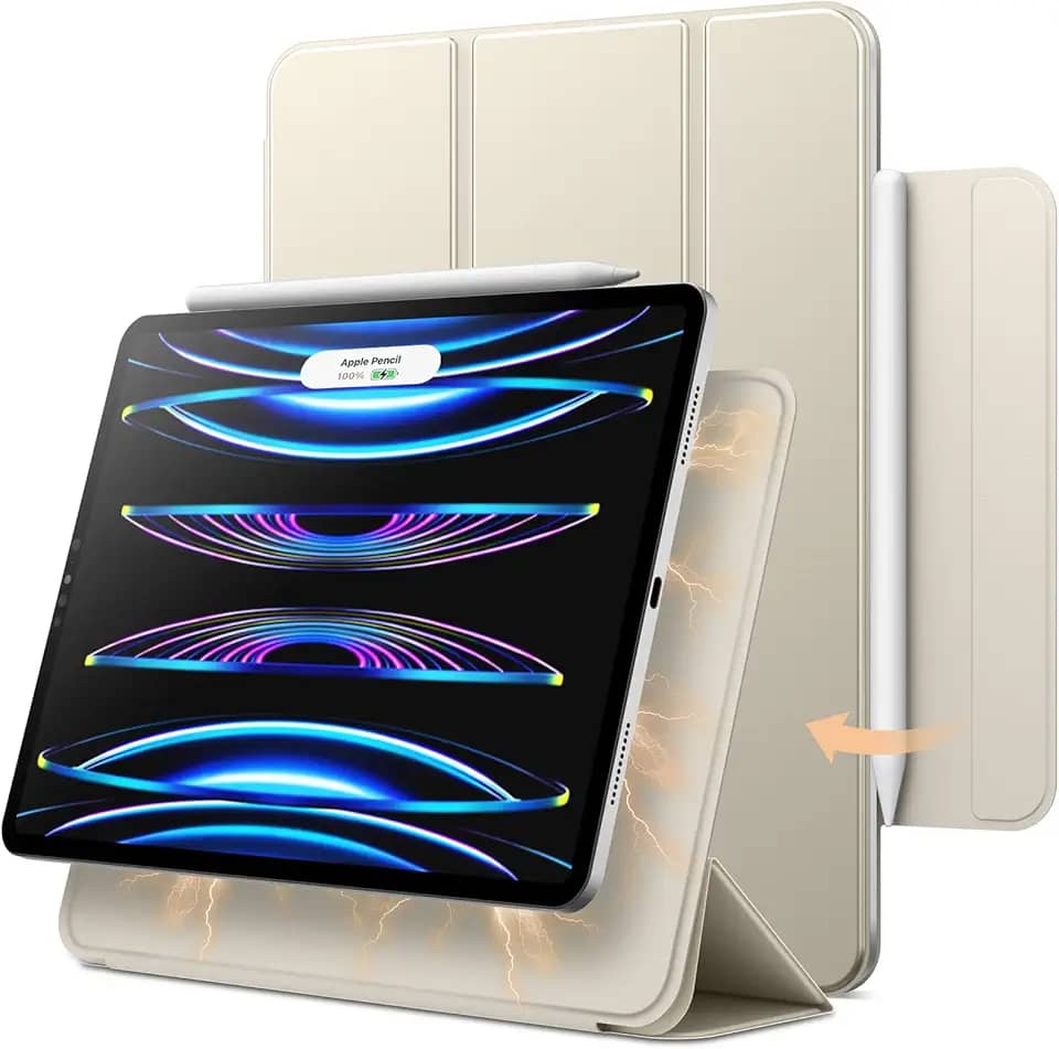 JETech Capa Magnética para iPad Pro 11 Polegadas, Todos os Modelos, e iPad Air 5/4 (10,9 Polegadas 2022/2020), Suporte para 2º Carregando de Pencil, Despertar/Suspender Automático (Estrela Branca)