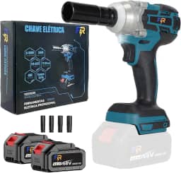 Chave de Impacto Elétrica 68V com 2 Baterias, Sem Fio, Torque 800 N.M., Motor Brushless, Entrada 1/2' e 1/4' para Autos e Construção