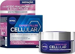 NIVEA Creme Facial Antissinais Cellular Filler Noite 49g - Reduz profundamente as rugas, diminui linhas de expressão e deixa a pele com aparência jovem, com ácido hialurônico
