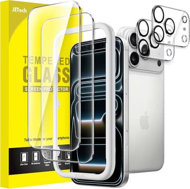 JETech Película de Vidro Temperado para iPhone 17 Pro Max 6,9 Polegadas com Protetor de Lente de Câmera, Película Protetora de Tela com Dureza 9H, HD Transparente, 2 Pacotes Cada