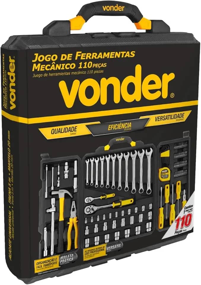 Jogo de ferramentas com 110 peças, para mecânico, VONDER