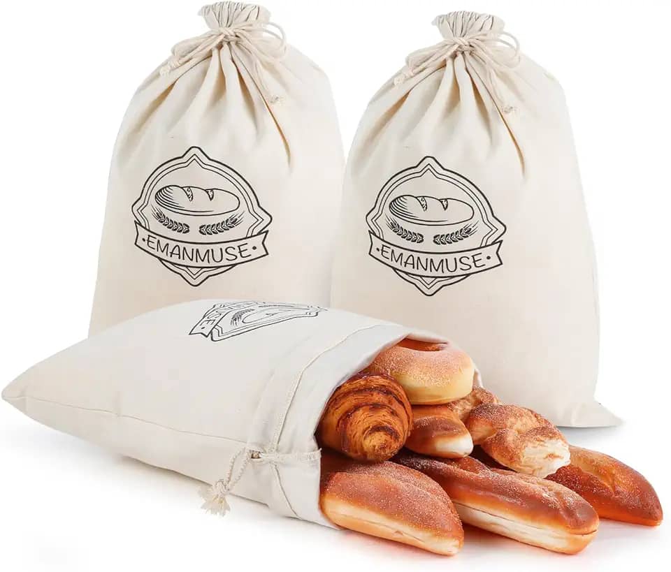 Pacote Com 3 Sacos De Linho Para Pão Caseiro E Fermento Natural, 30 X 44 Cm, Sem Branqueamento Forro Tpu - Armazenamento Ecológicos, Laváveis Reutilizáveis (Fazenda, Padaria, Artesanato)