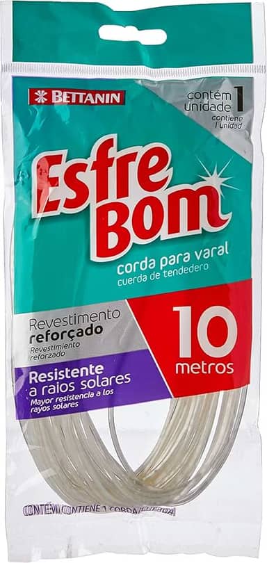 EsfreBom - Corda para Varal Revestida de 10 Metros, Cor Branca, Bettanin