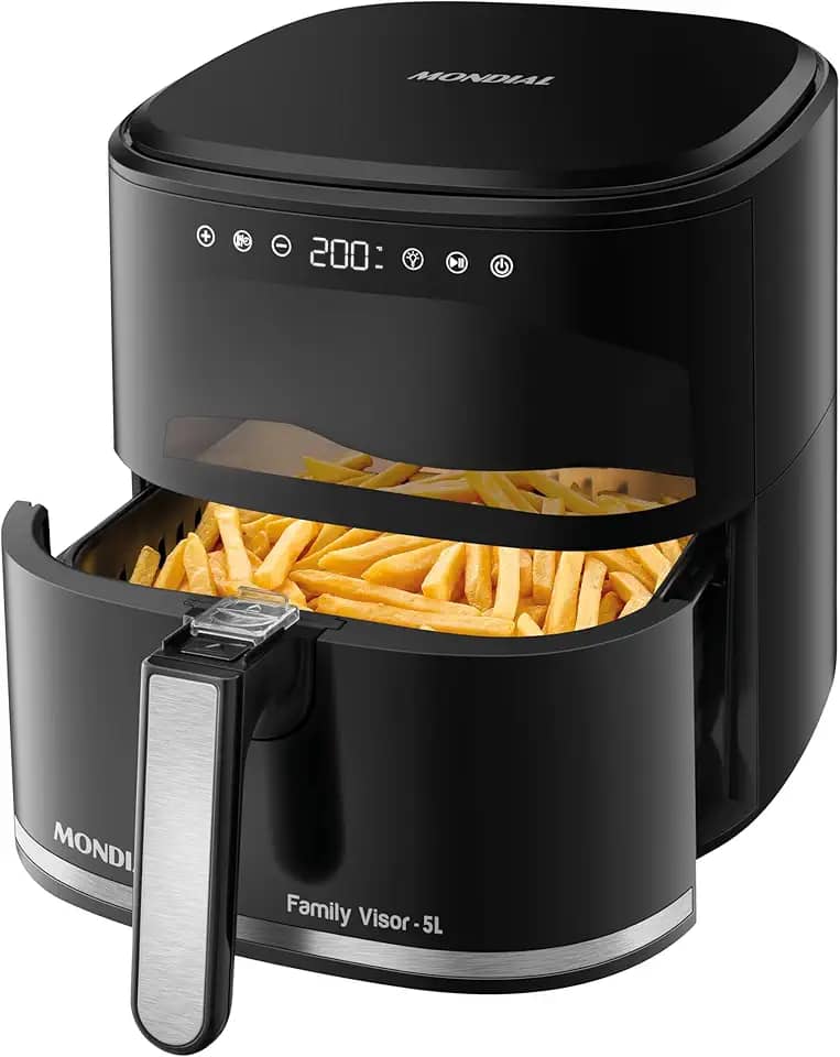 MONDIAL Fritadeira Sem Óleo Air Fryer Digital 5L, Preto, 2000W, 110V - AF-50-DV