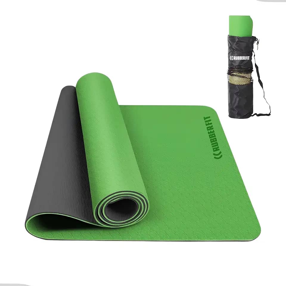 Tapete de Yoga Antiderrapante TPE 6mm Pilates com Bolsa Premium Rubber Fit