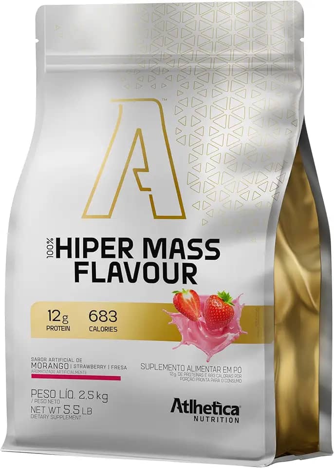 100% Hiper Mass Flavour 2,5Kg Morango, Atlhetica Nutrition