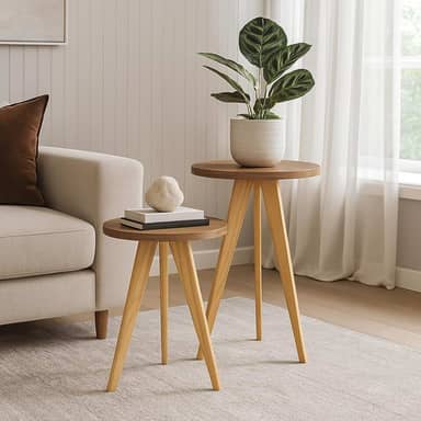 Kit de Mesas Laterais Decorativas de Madeira Maciça - Moderno, Multifuncional para Sofá, Canto e Apoio(MADEIRA ESC 2 MESAS)