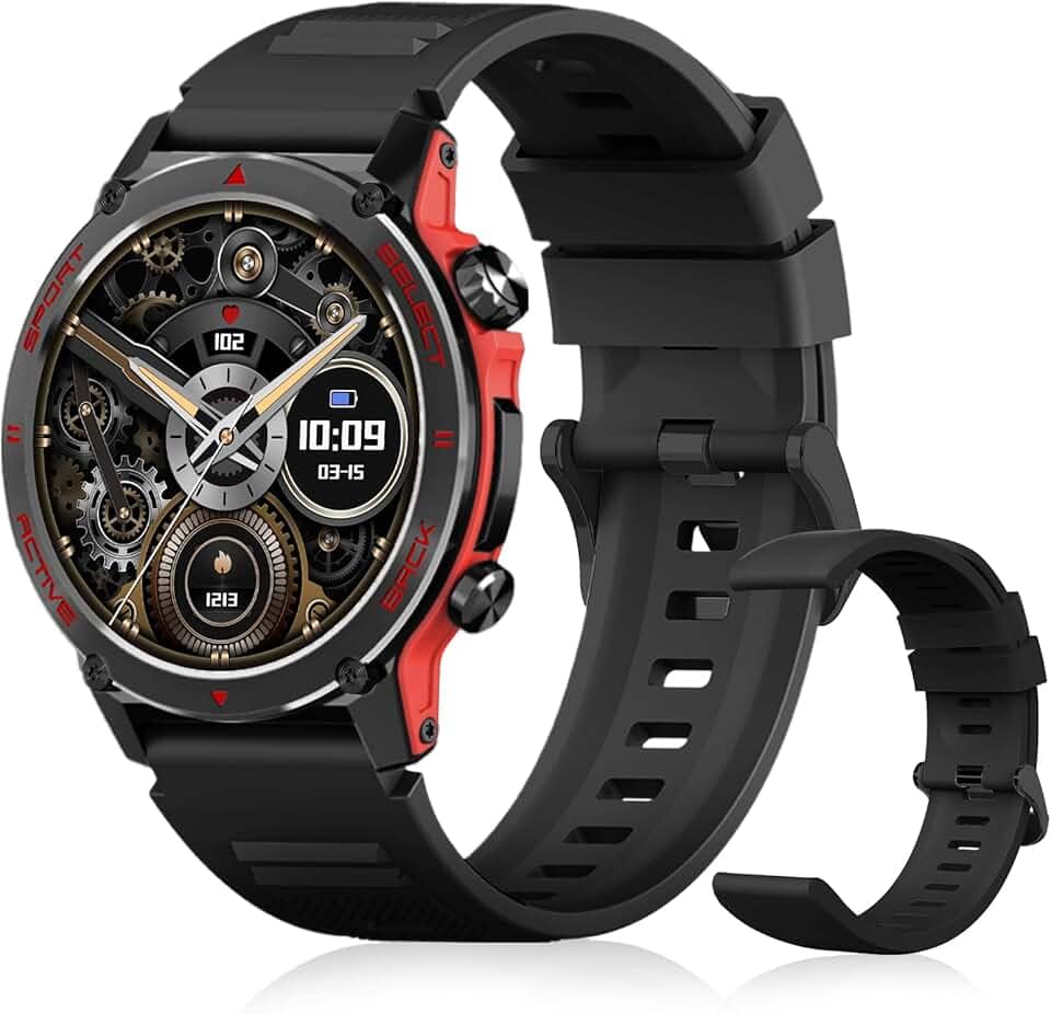 Smartwatch PEJE ZW13 Relógio Smartwatch com Pulseira Extra - Tela AMOLED 1.43" Tela Full Touch, À Prova d'Água IP68, Faz Chamadas Bluetooth, 123+ Esportes, Bateria 5-7 Dias, iOS/Android. (Preto)