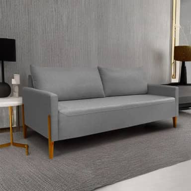 Sofá Elegance 2 Lugares 1,40m Linho Cinza Escuro Clean Moderno Recepção Consultório