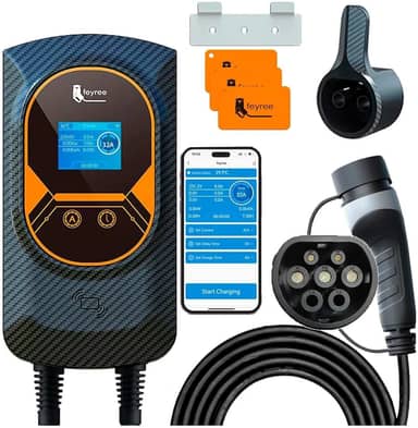 Carregador para Carro Elétrico Portátil, 7,6KW 8-10-13-16-25-32A 85-264V Type 2, Cabo de 5M,Carregador EV Tipo 2 para Carros Elétricos e Híbridos,Uso interno/externo,conexão de celular wi-fi/app