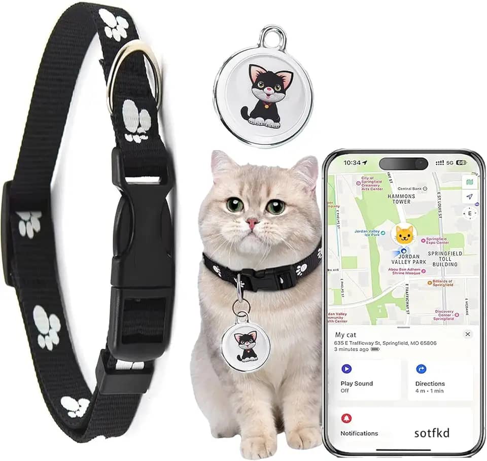Coleira Cat Tracke para gatos - Rastreador GPS para gatos | Android e iOS Universal | Sem taxa mensal | À prova d'água | Funciona com qualquer coleira