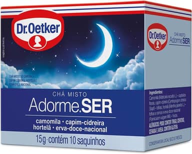 Dr. Oetker Chá Misto, Adorme.SER, Sabor Camomila, Capim-Cidreira, Hortelã e Erva-Doce-Nacional, Bebida Quente de Simples Preparo, 10 Sachês