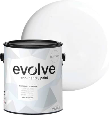 EVOLVE Tinta e primer ecológicos, brilho de casca de ovo para pintura interna e externa da casa (branco nuvem, 3,5 litros)