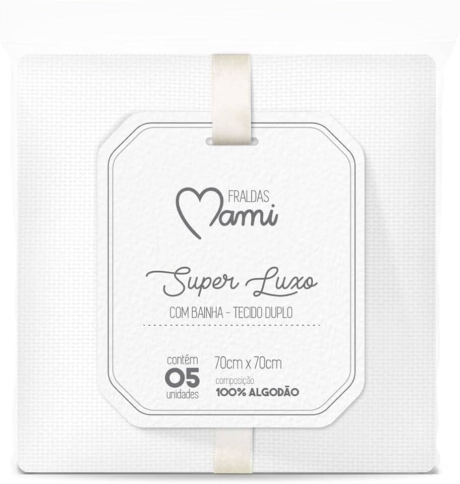 Papi Textil Fralda Super Luxo Mami C/ Bainha Branca 70Cm X 70Cm Contem 05 Un