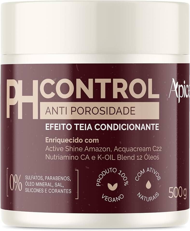 Ápice Tratamento Anti Porosidade pH Control | Máscara Acidificante com Efeito Teia, Restauração e Brilho para Todas as Curvaturas | 500g