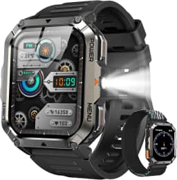 Relógio Inteligente Militar 2.01 Polegadas à Prova d'Água IP68 Bateria 900mAh 20 Dias Bluetooth Chamada 100+ Modos Esportivos Bússola Lanterna