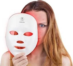 DINSVTA Máscara De Terapia Luz Vermelha Para Rosto, 7 Cores Led Vermelho Azul, Sem Fio Recarregável Portátil Cuidados Com A Pele Facial, Máscaras Beleza Casa E Viagem