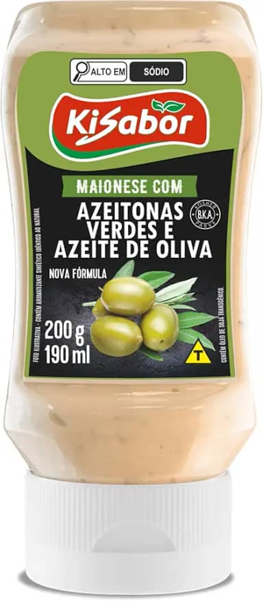 Maionese, Sabor Azeitonas Verdes & Azeite de Oliva, Kisabor, 200 Gramas