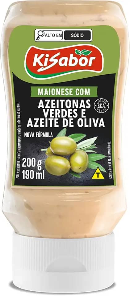 Maionese, Sabor Azeitonas Verdes & Azeite de Oliva, Kisabor, 200 Gramas