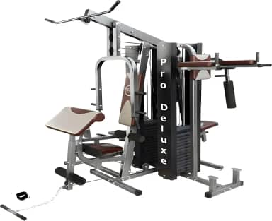 Multi Estação Pro Deluxe 204Kg Anilhas WCT Fitness Musculação Completa Treino Peito Perna Costa Supino Máquina Voador Barra Pulley Cadeira Extensora Banco Scott Legg Press Abdominal Paralela