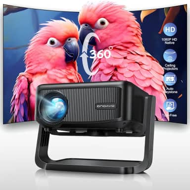 Mini-projetor com WiFi e Bluetooth: [1000 ANSI/Suporte ajustável de 360°/Foco elétrico/Keystone automático] Projetor portátil de filme, teto externo, proyector de atualização ONOAYO 1080P para