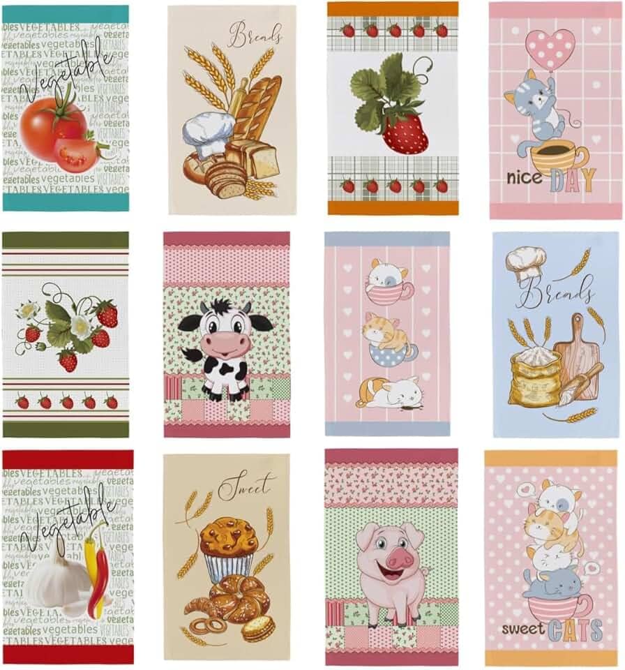 Kit Pano De Prato Copa Atoalhado Felpudo 40x65 Cozinha Com Bainha Colorido Para Presente Coleção Primore 100% Algodão - 7 ou 12 Unidades (Kit 12 Unidades)