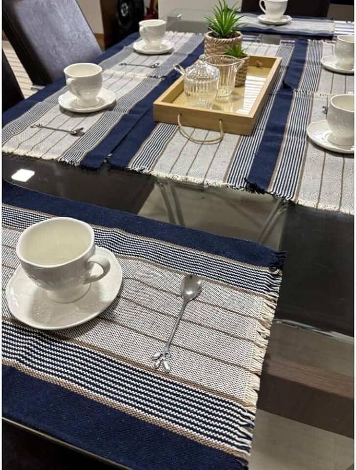 Jogo Americano 07 PeçAs. ContéM 06 Lugares E 01 Trilho De Mesa, Tecido AlgodãO.(JGAM14)