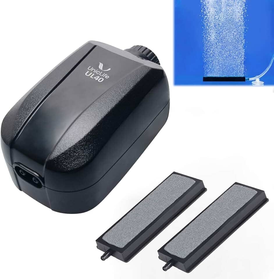 Uniclife Saída dupla de bomba de ar aquário com acessórios para tanque de até 100 galões