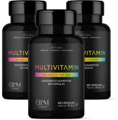 Multivitaminico Completo 180 Capsulas ELLYM NUTRITION Complexo Vitaminico para o Dia a Dia Mulher e Homem Polivitaminico