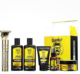 Kit Para Barba Shampoo, Condicionador, Balm, Óleo E Cera (Com máquina)