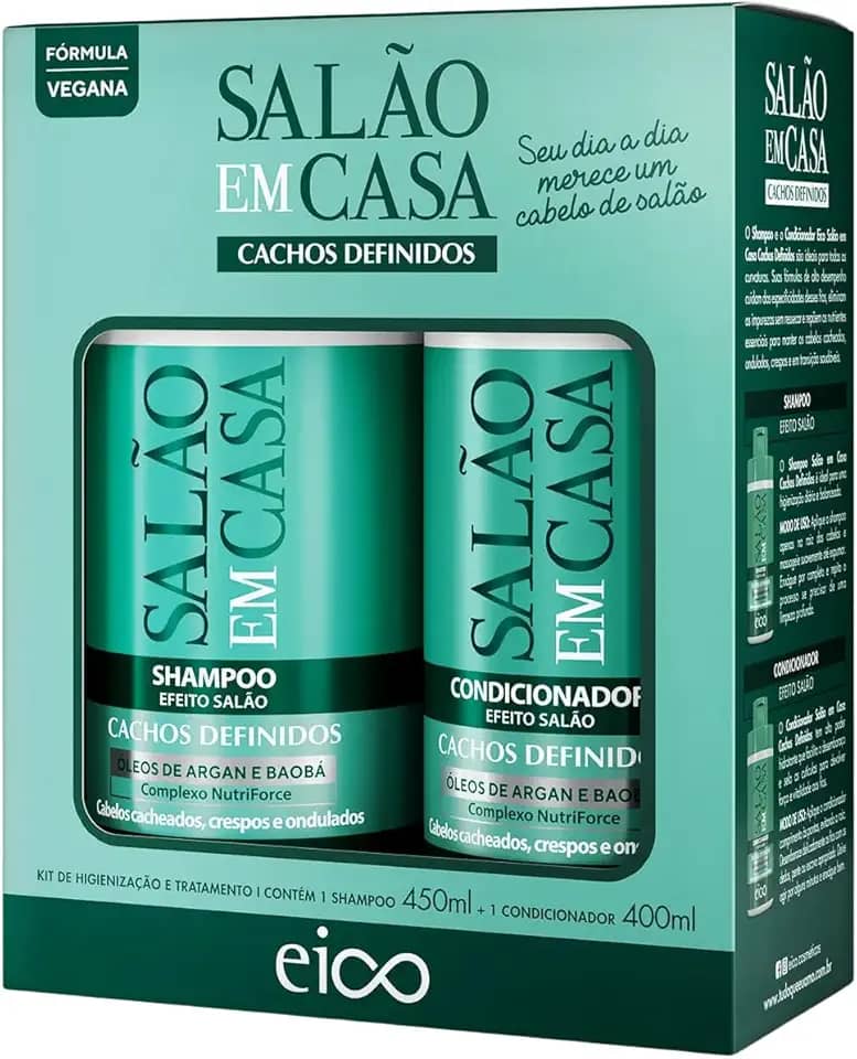 Eico Kit Salão em Casa Cachos Definidos Shampoo 450ml + Condicionador 400ml