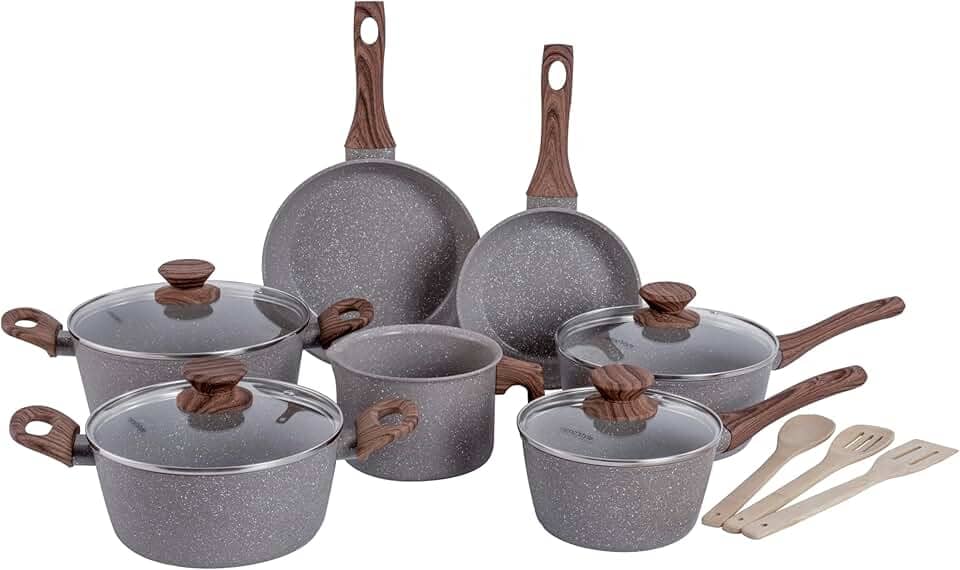 Mimo Style, Jogo de Panelas Cerâmica 10 Peças Indução Style Cook Grafite Bambu