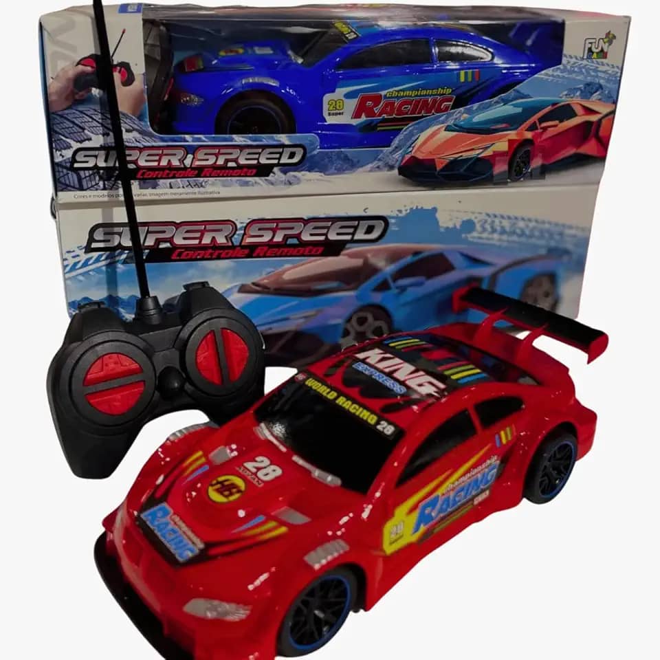 Carrinho de Controle Remoto Super Speed Recarregável – Brinquedo Infantil (Cores Variadas) (Vermelho)