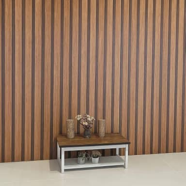 Papel de Parede Adesivo 3D Ripado, Marrom, Autocolante Decorativo, 5m x 45cm, Aplicação Fácil com Aplicador Incluso