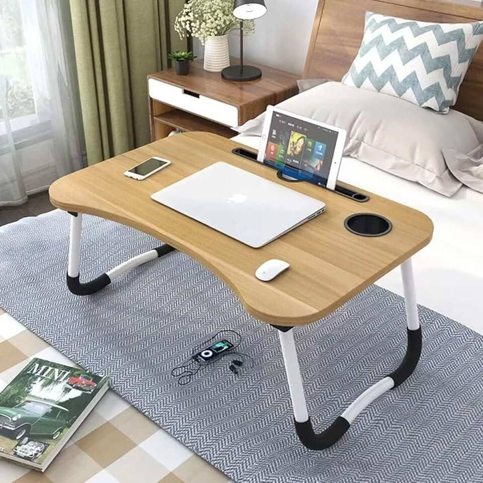 Mesa Portátil para Notebook Suporte para Cama e Sofá Dobrável Home Office (Madeira)