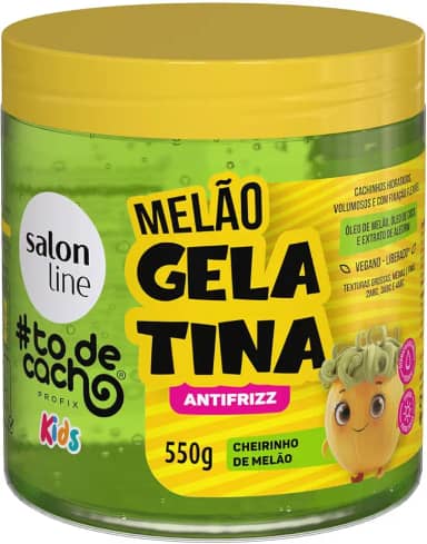 Salon Line, Gelatina Capilar Hidratante, Melão, #todecacho Kids, Vegana - Para Cabelos Ondulados, Cacheados e Crespos, Salon Line, 550g