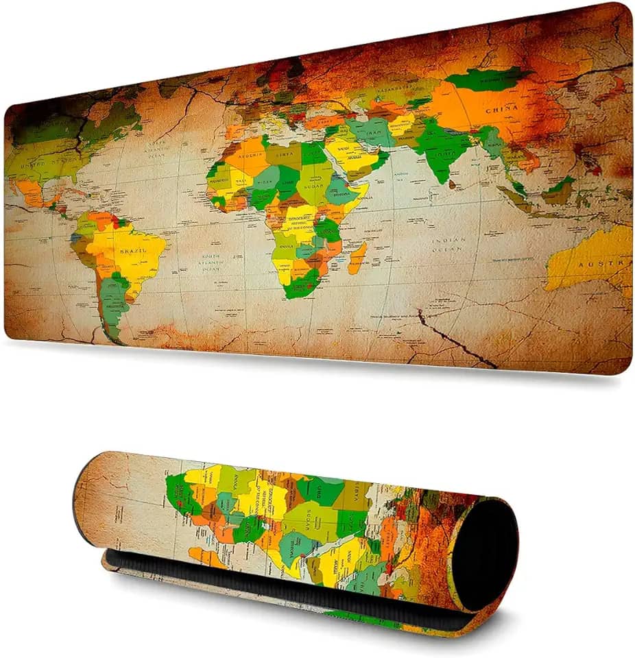 Mouse Pad Gamer Profissional Grande Confortavél Anti Derrapante 90x40 - Mapa Azul (mapa mundi)