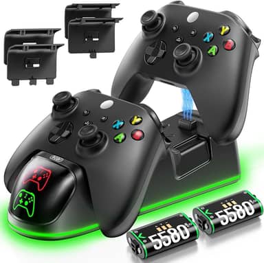 OIVO Estação de carregamento de controle XSX com 2 pacotes de baterias recarregáveis de 1300 mAh para Xbox Series X/S/One/Elite/Core Controller, base de carregamento Xbox, kit de carregamento,
