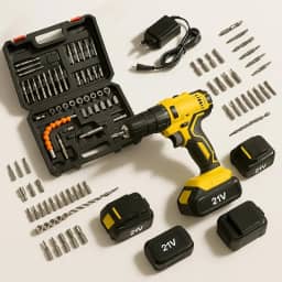 Parafusadeira Furadeira Kit Completo Com 2 Baterias 21V Recarregaveis Maleta Soquetes Pontas Brocas