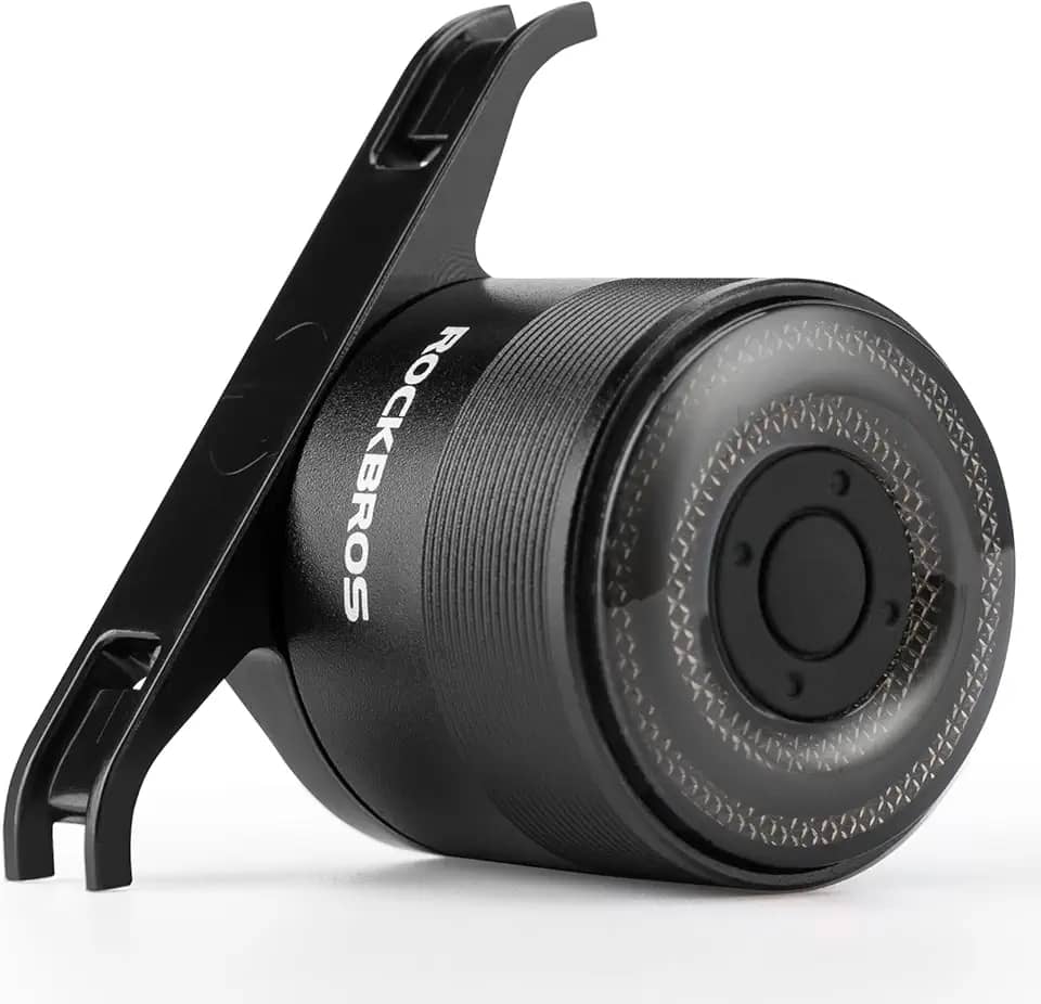 ROCKBROS Luz traseira de bicicleta, luz traseira para bicicleta, 5 modos, recarregável tipo C, leve, IPX5, lanterna traseira de bicicleta de liga de alumínio para passeios noturnos