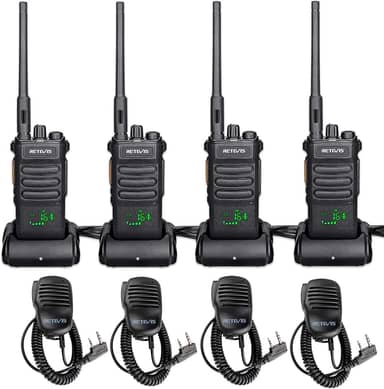 Retevis RT86 Rádio profissional bidirecional de longo alcance, walkie talkies de alta potência para adultos com microfone de ombro, rádios bidirecionais resistentes, recarregáveis, 2600 mAh, USB