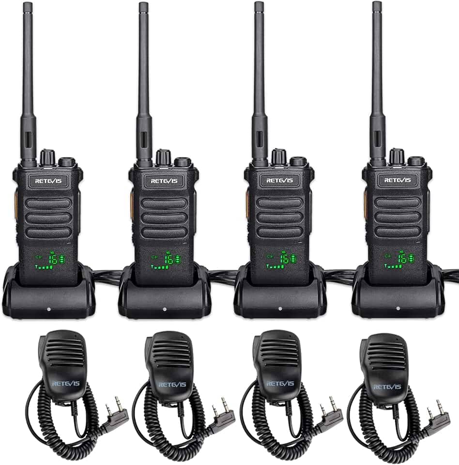 Retevis RT86 Rádio profissional bidirecional de longo alcance, walkie talkies de alta potência para adultos com microfone de ombro, rádios bidirecionais resistentes, recarregáveis, 2600 mAh, USB