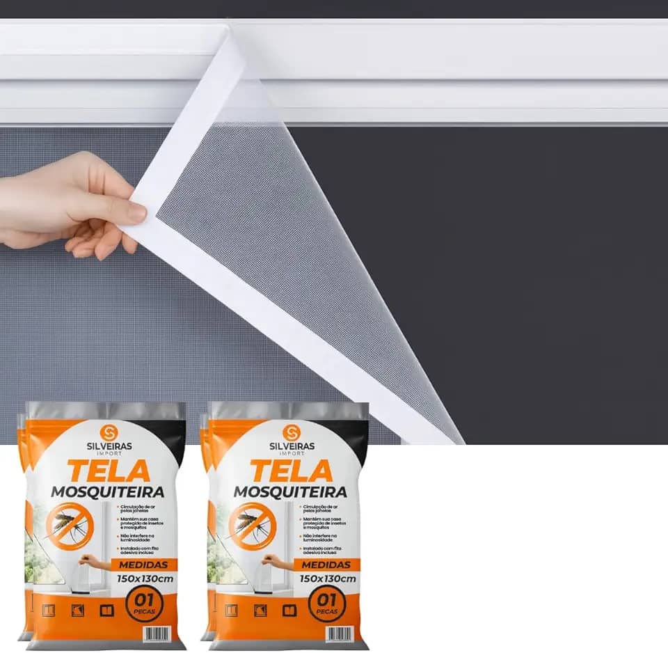 Kit 2 Telas Mosquiteiro 150x130cm Anti-Insetos para Janelas Ajustável Resistente e Fácil de Instalar